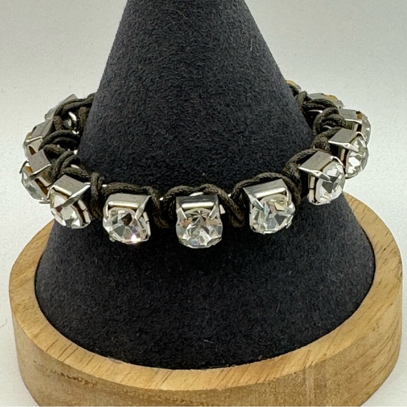 American Eagle large sparkling rhinestone woven bracelet 7” boho mob wife - Picture 8 of 13